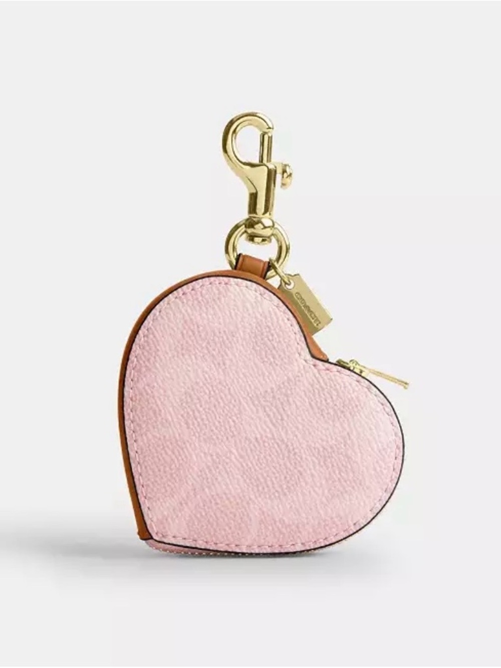 Coach Powder Pink Heart Bag Charm in Signature Canvas